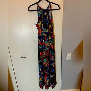 Tropical floral halter dress